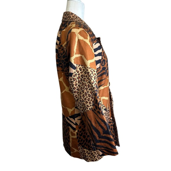 Louise Denee Blazer Double Breasted Women’s M Brown Leopard Patches Cotton Coat‎ - Picture 3 of 7